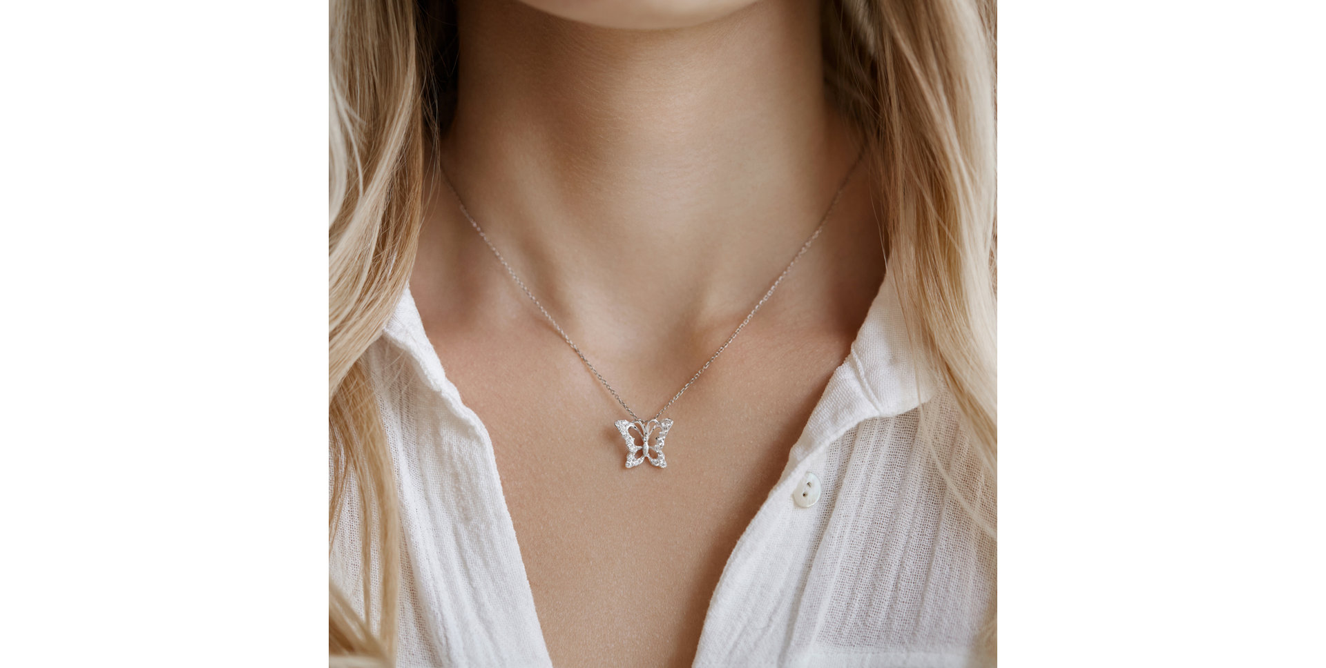 Přívěs s černými diamanty Butterfly Gem