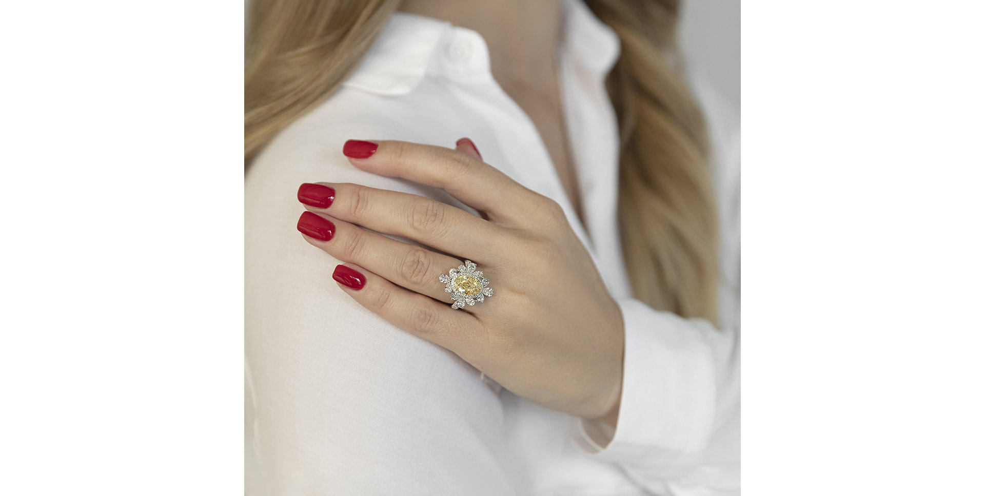 Prsten s bílými a žlutými diamanty Rose Gem