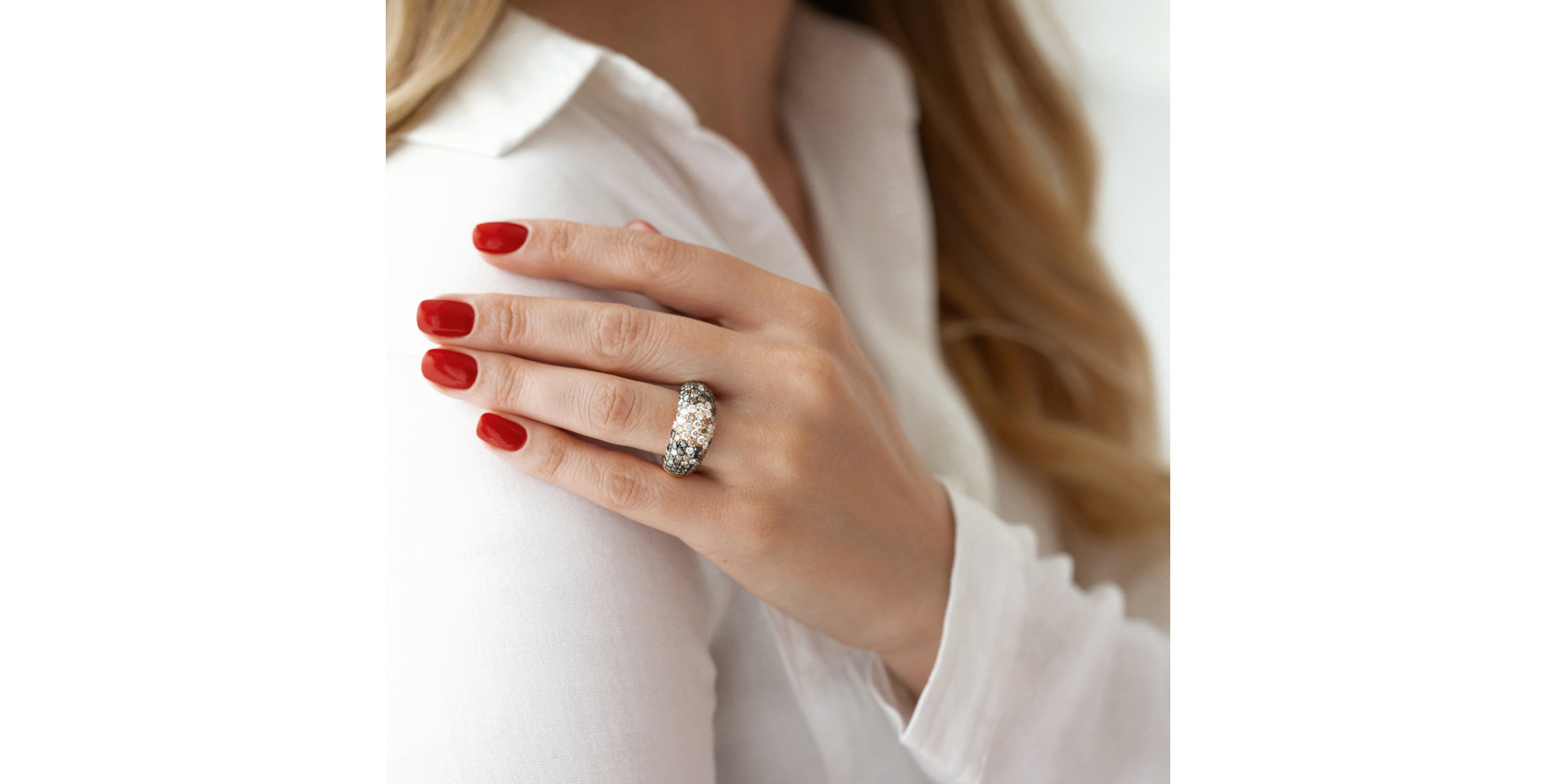 Prsten s růžovými,hnědými a černými diamanty Inferno Miracle