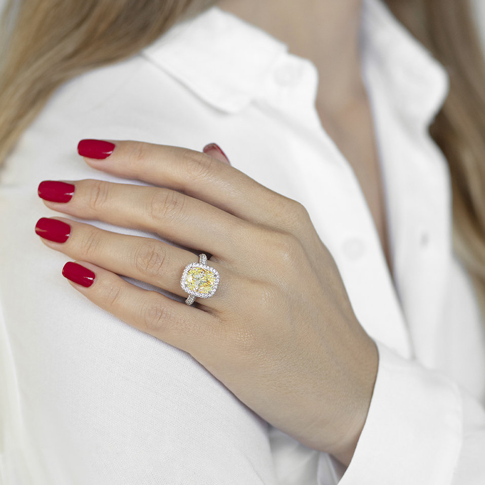 Prsten s bílými a žlutými diamanty Alchemy Gem