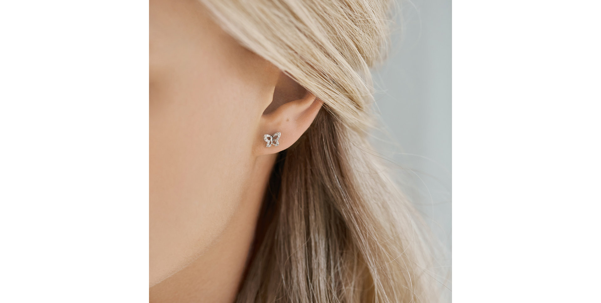 Náušnice s diamanty Cute Butterfly