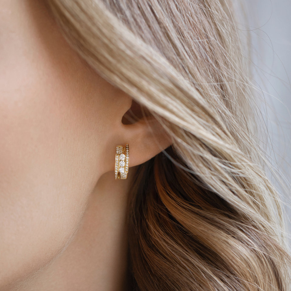 Náušnice s bílými a černými diamanty Galaxy Secret