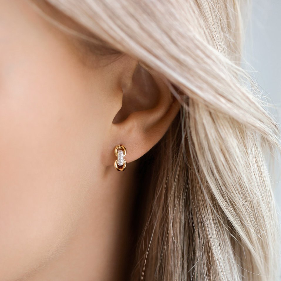 Náušnice s diamanty Golden Lock