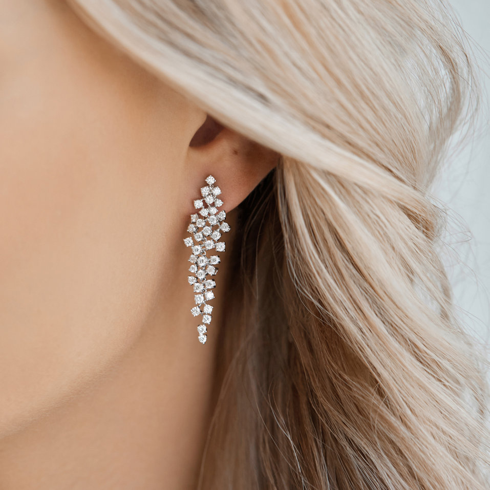 Náušnice s černými a bílými diamanty Sparkling Waterfall