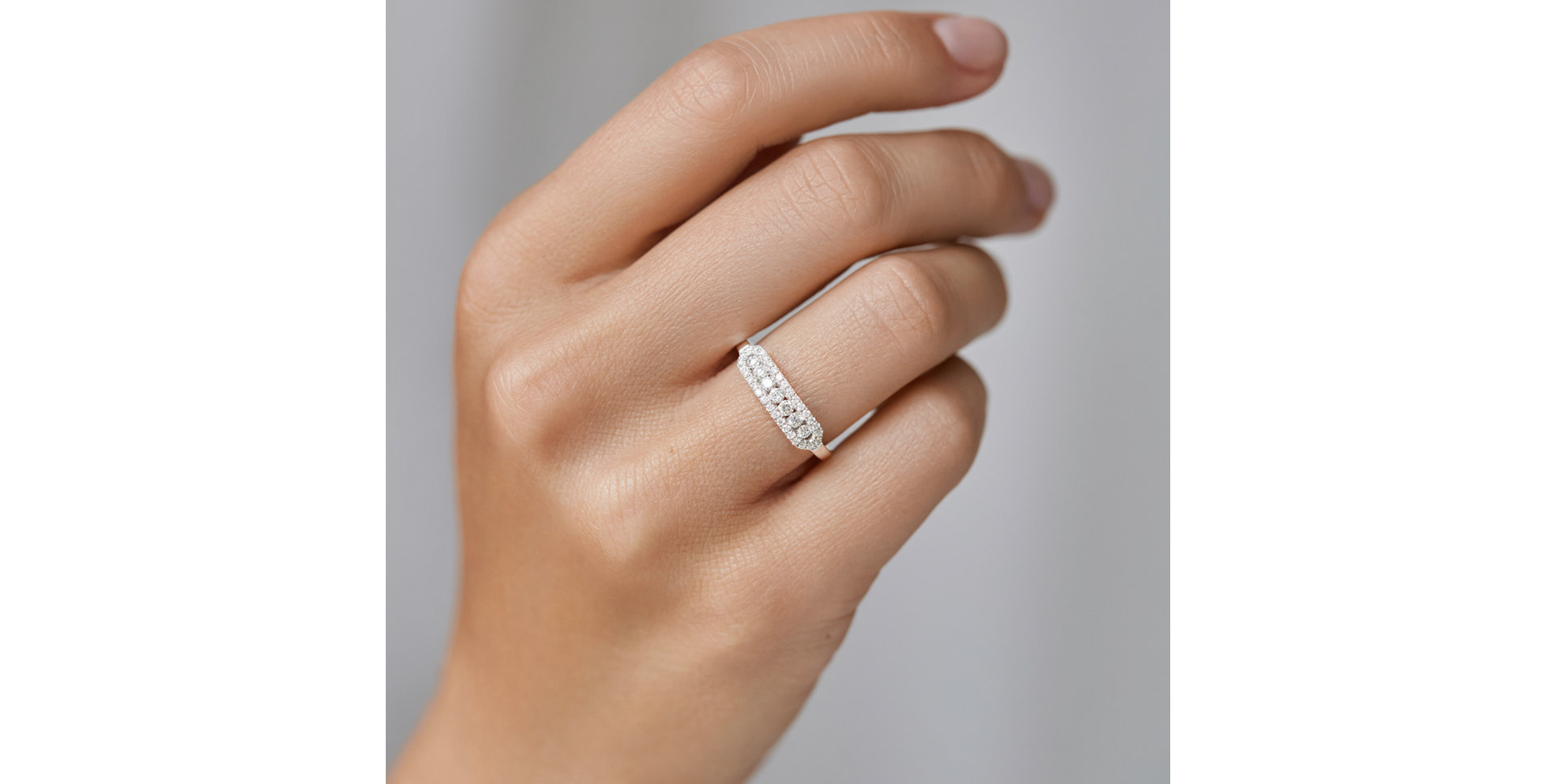 Prsten s černými a bílými diamanty Bright Life