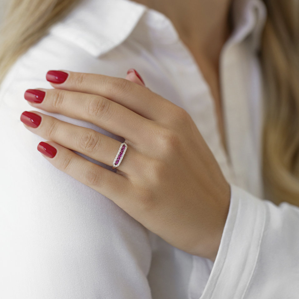 Prsten s diamanty a rubíny Bright Life