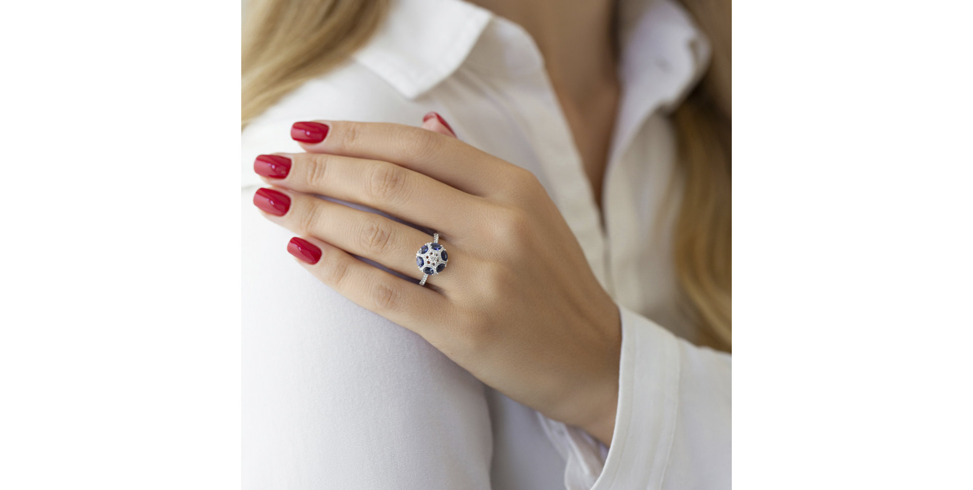 Prsten s diamanty a safíry Camila