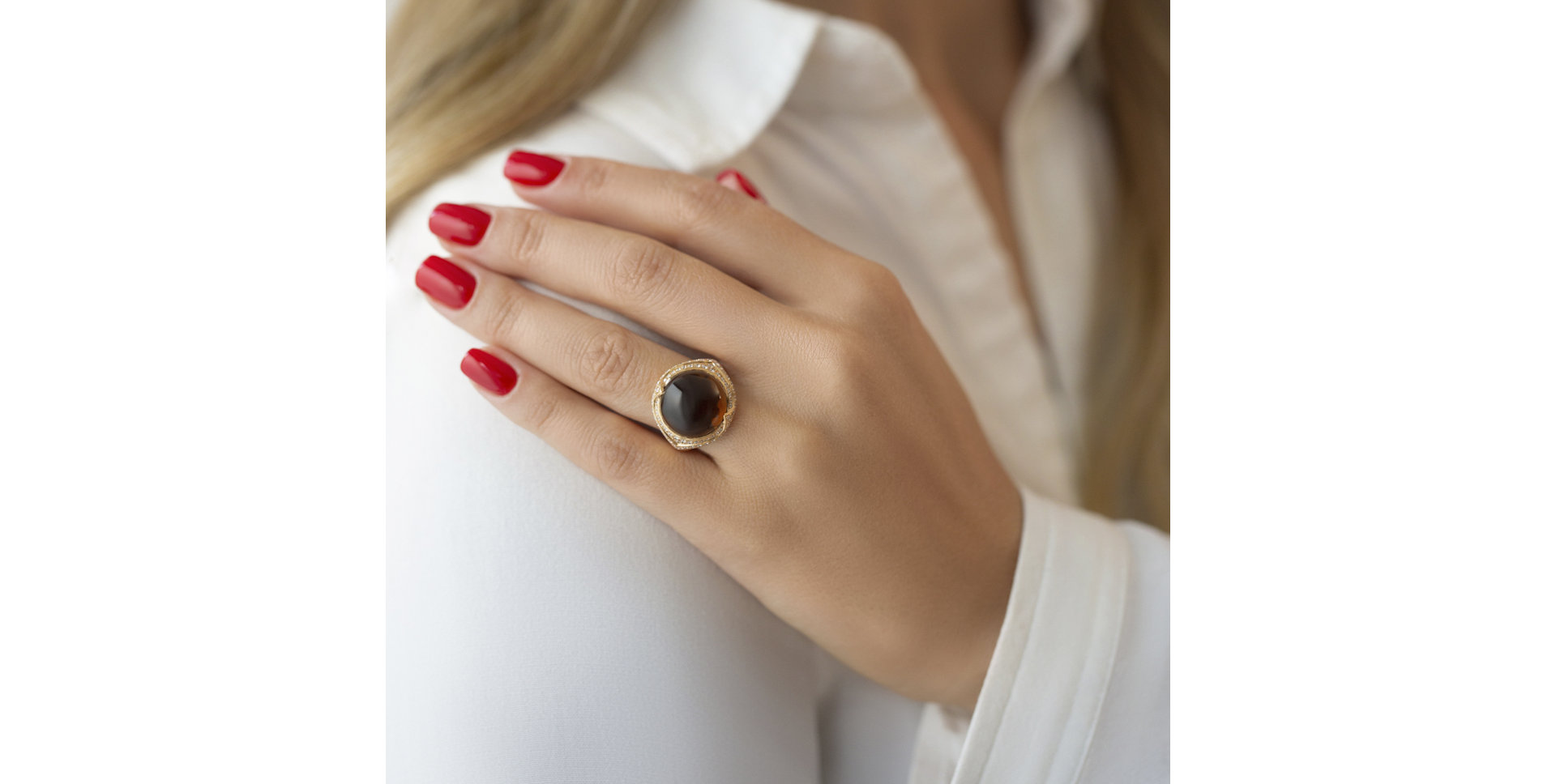 Prsten s quartzem diamanty Finnegan