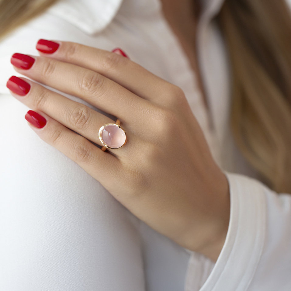 Prsten s růženínem a diamanty Instant Glow