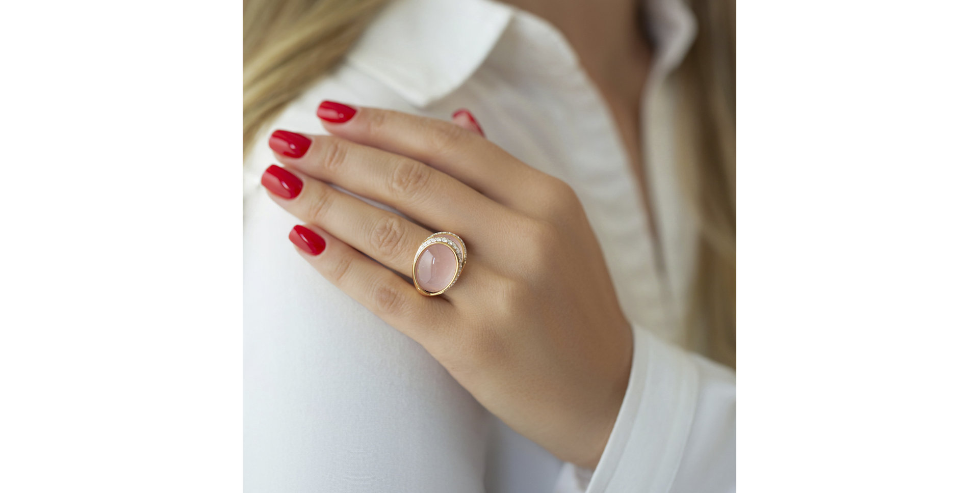 Prsten s růženínem a diamanty Shining Rose