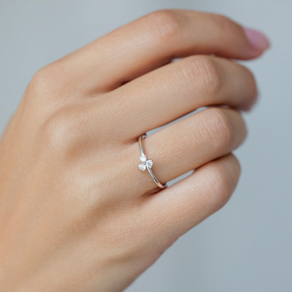 Prsten s diamanty Shiny Trefoil