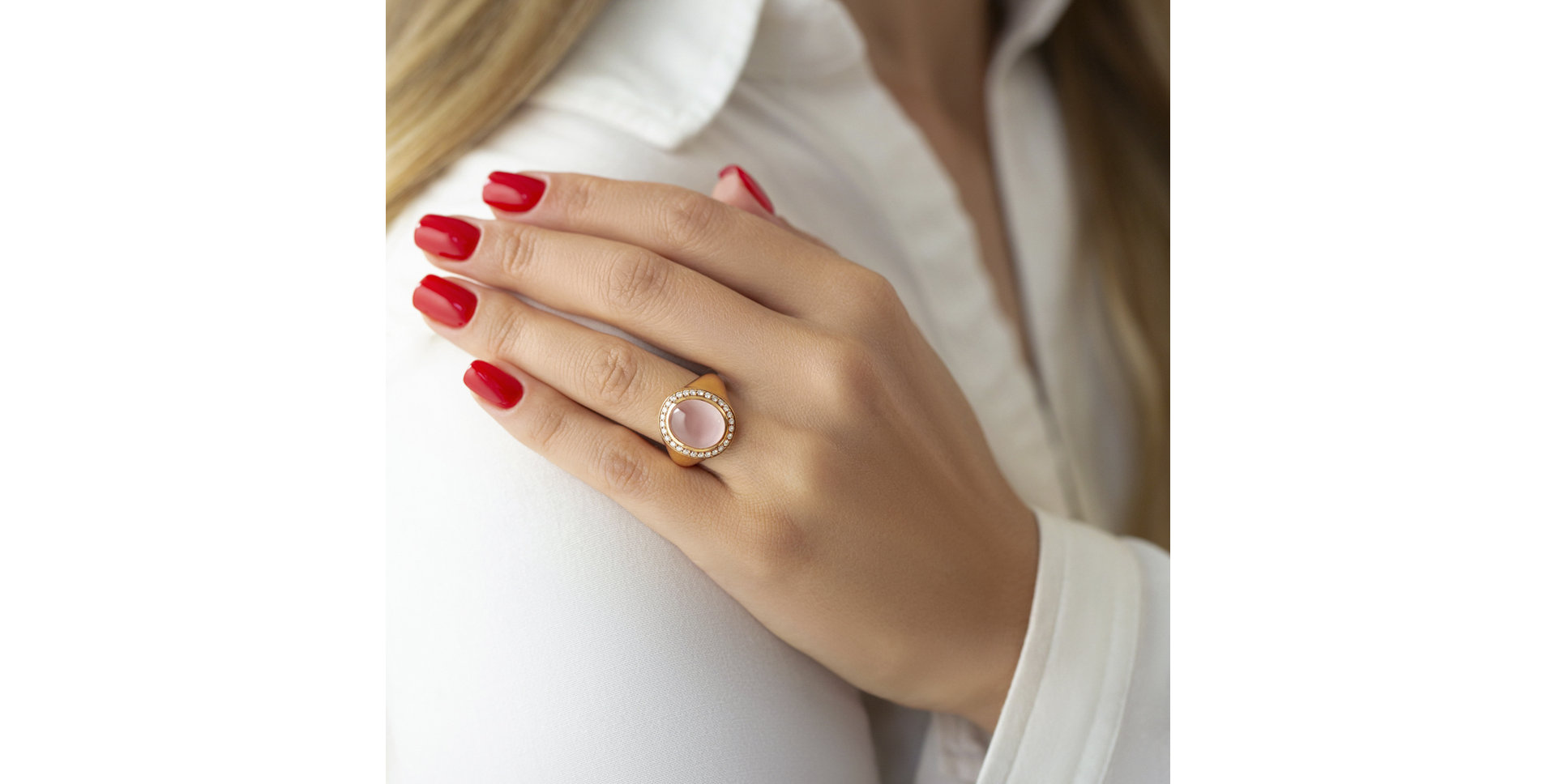 Prsten s růženínem a diamanty Mistress Moonlight