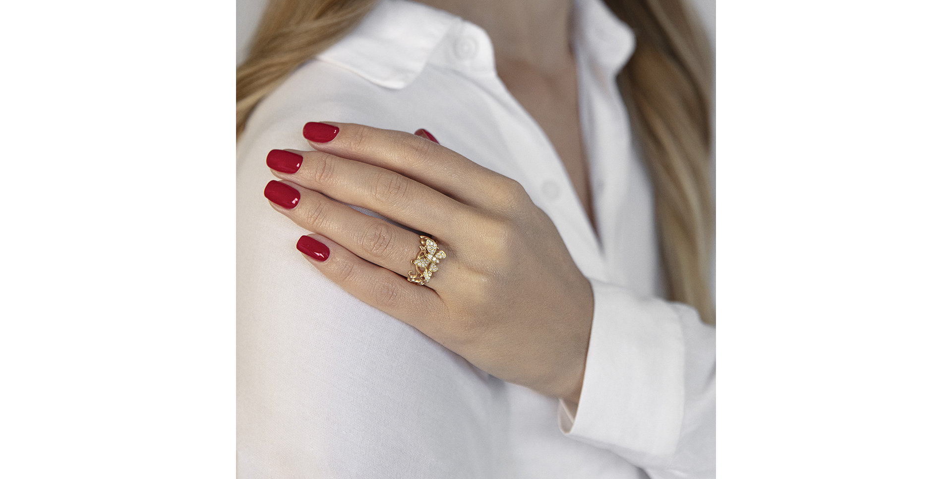 Prsten s diamanty Goldie Butterfly