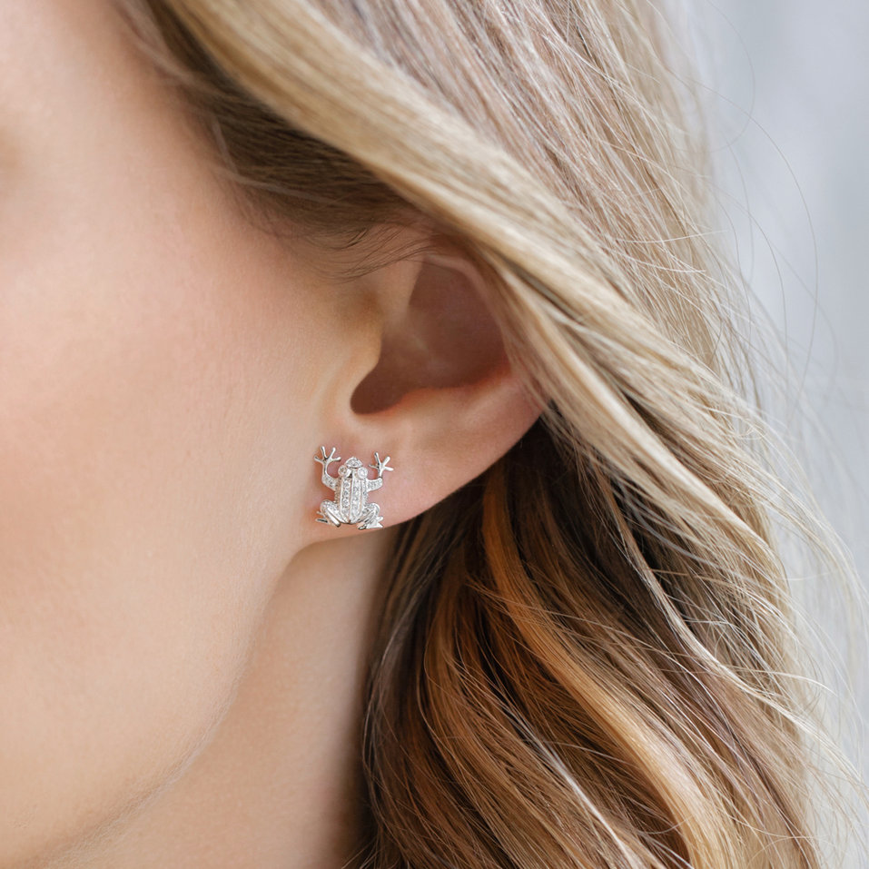 Náušnice s diamanty Frog Prince