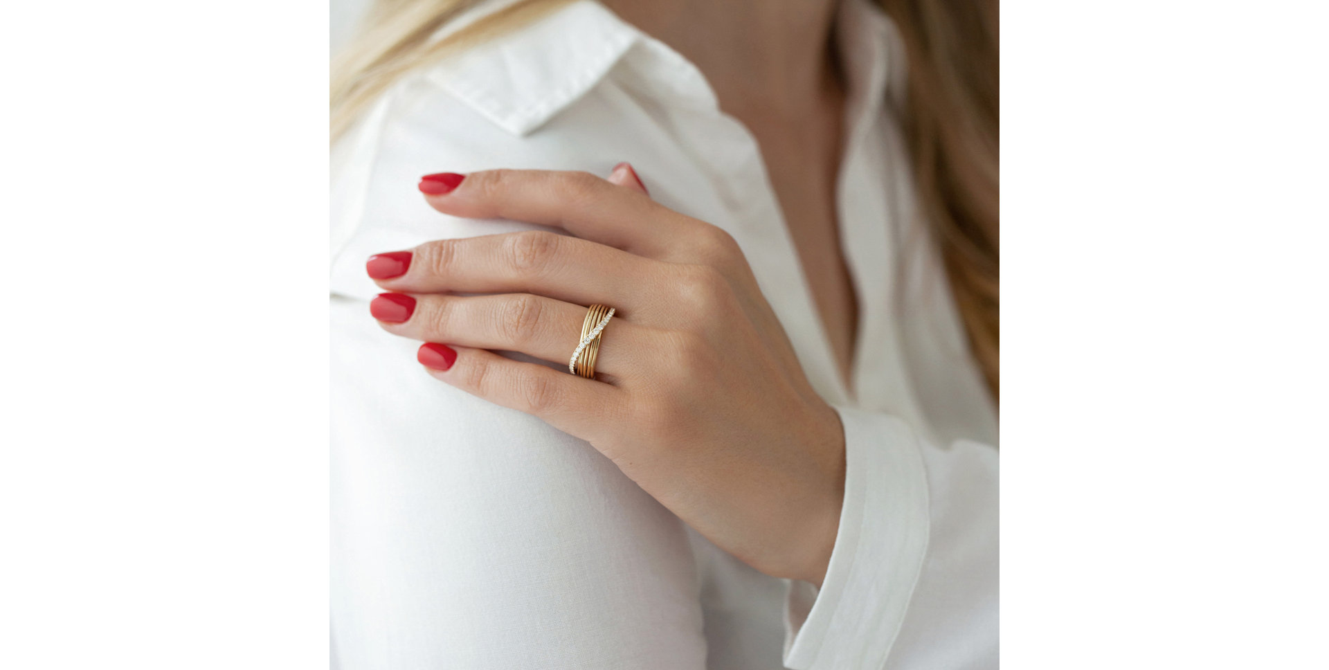 Prsten s hnědými diamanty Orion Ribbon