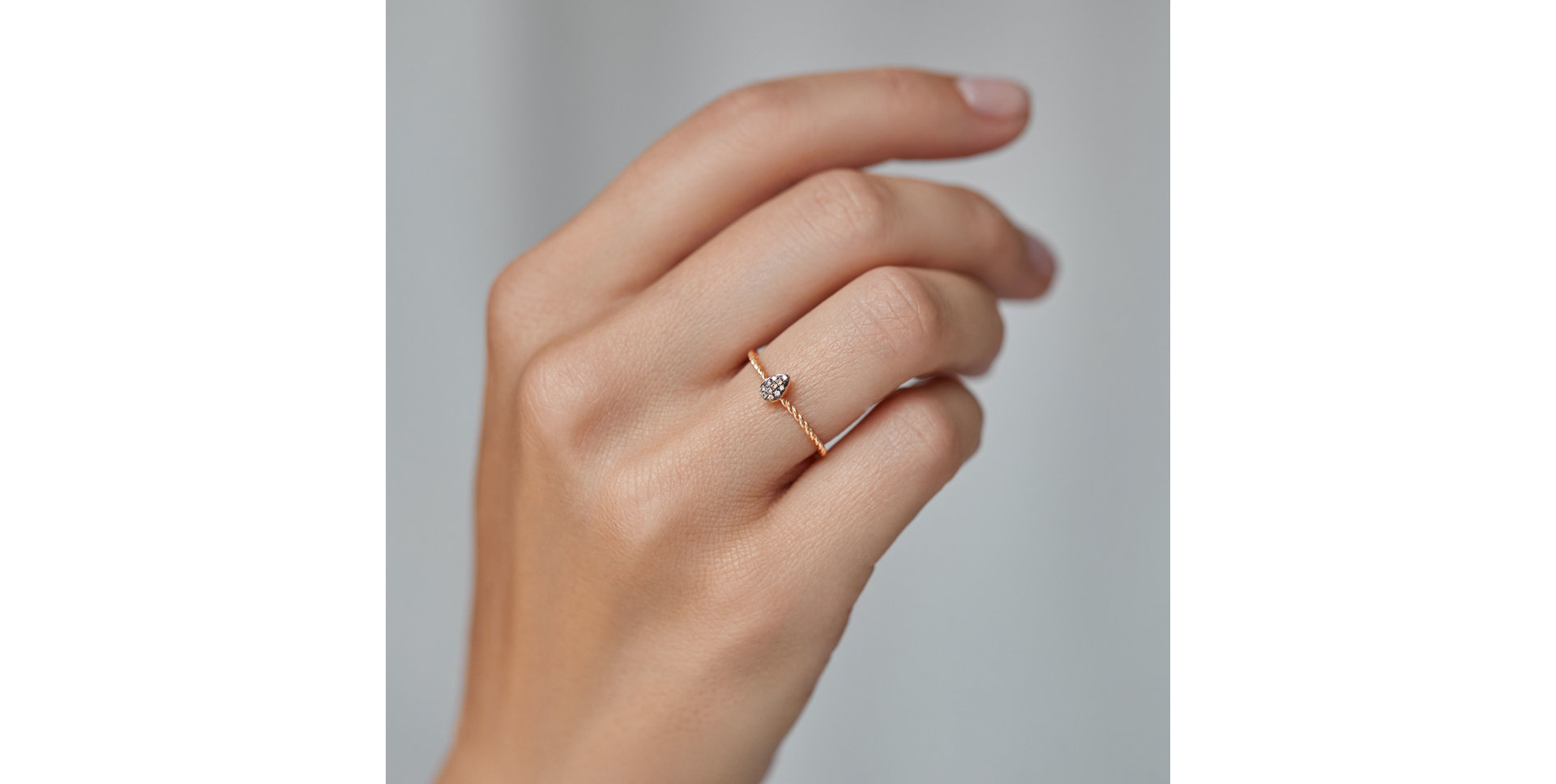 Prsten s hnědými diamanty Endless Drop