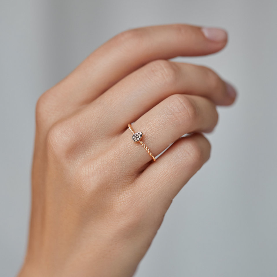 Prsten s hnědými diamanty Endless Drop