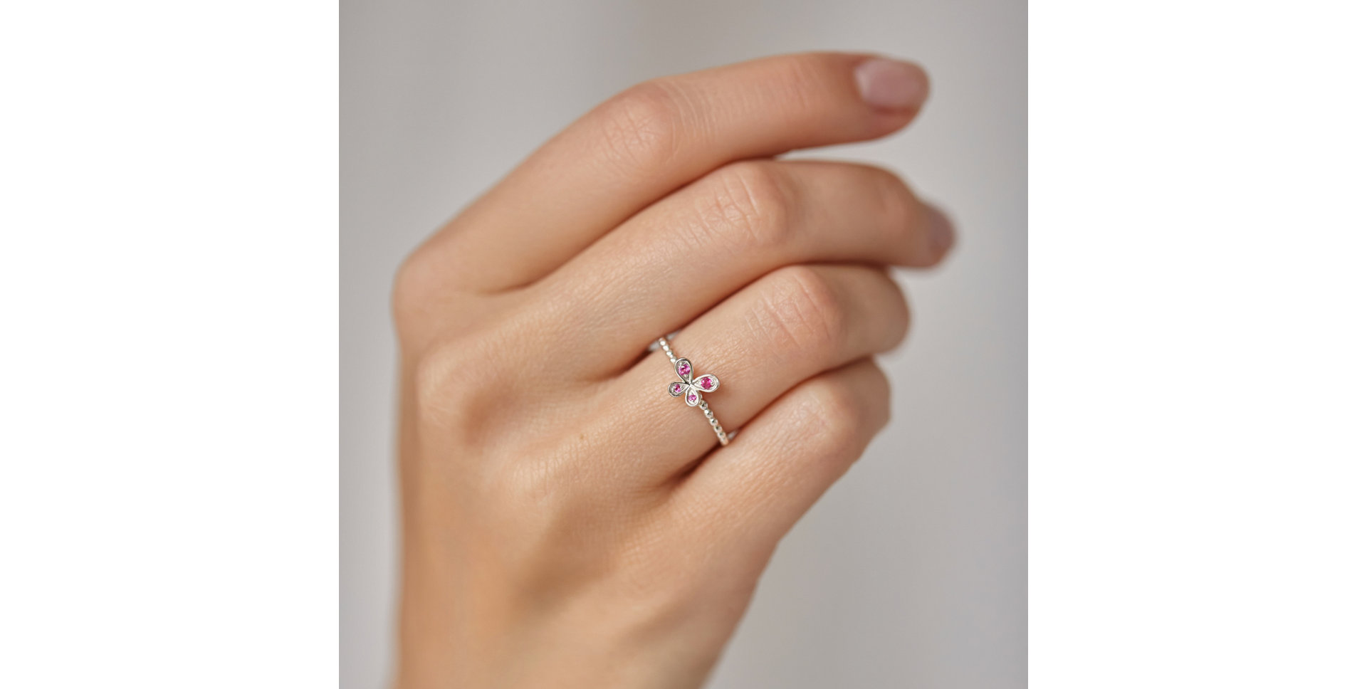 Prsten s rubíny Fairytale Butterfly