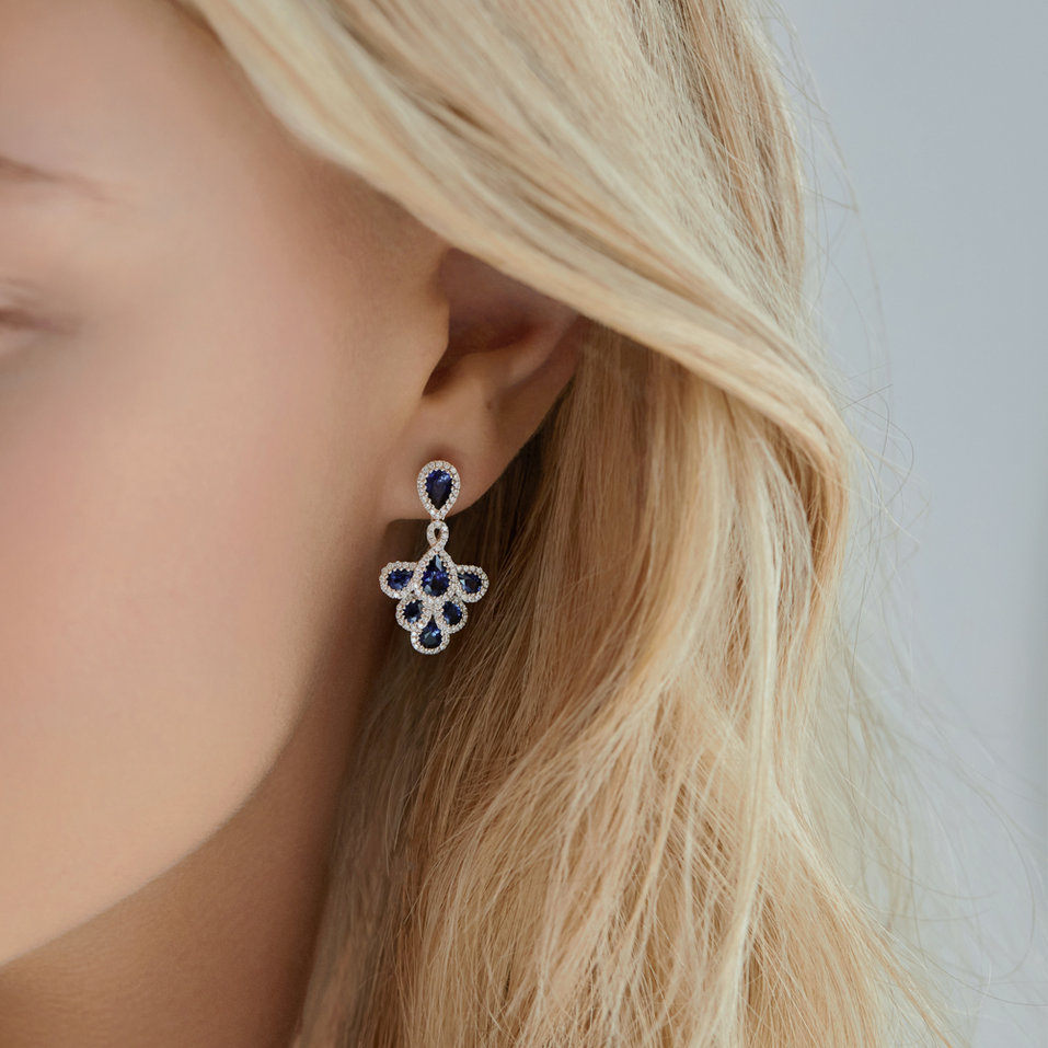Náušnice s diamanty a safíry Aristocrat Grace