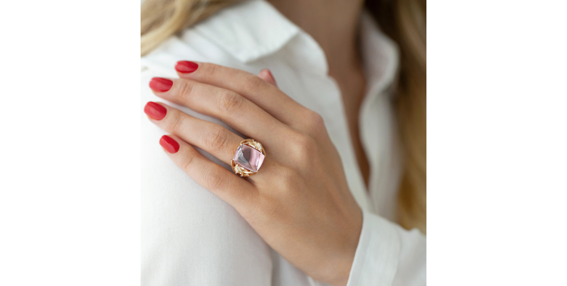 Prsten s ametystem, bílými a hnědými diamanty Fascinating Ladyship