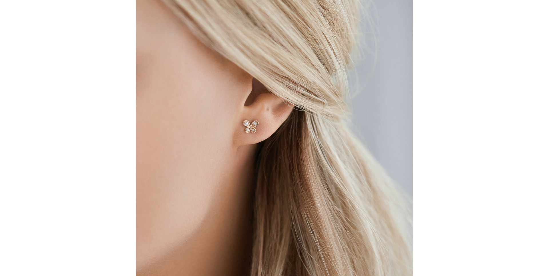 Náušnice s diamanty Butterfly