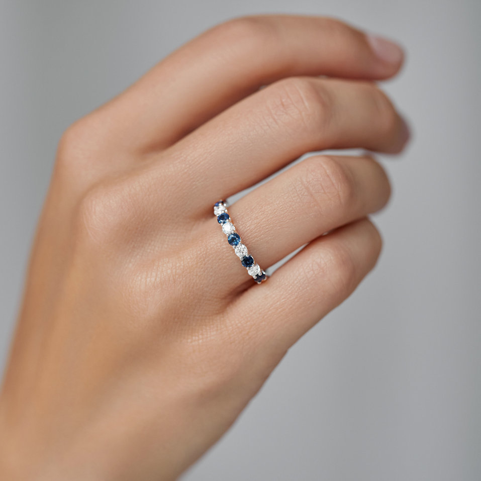 Prsten s diamanty a safíry Galaxy