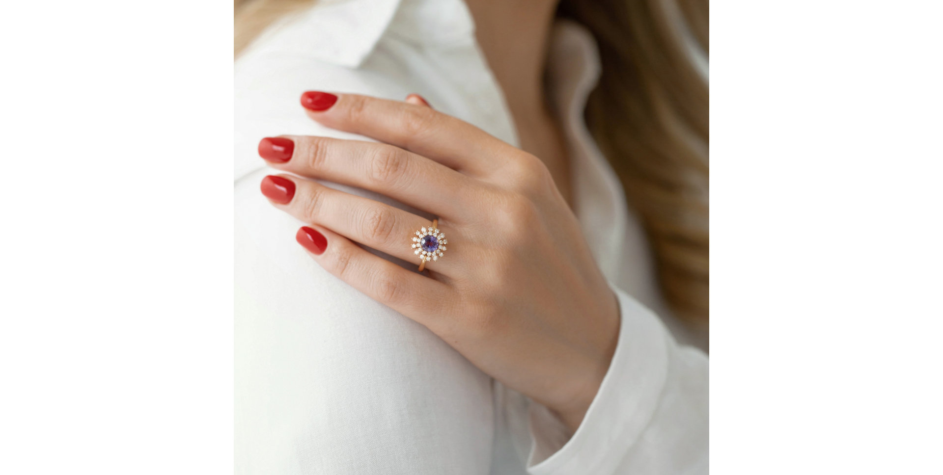 Prsten s safírem a diamanty Fairytale Goddess