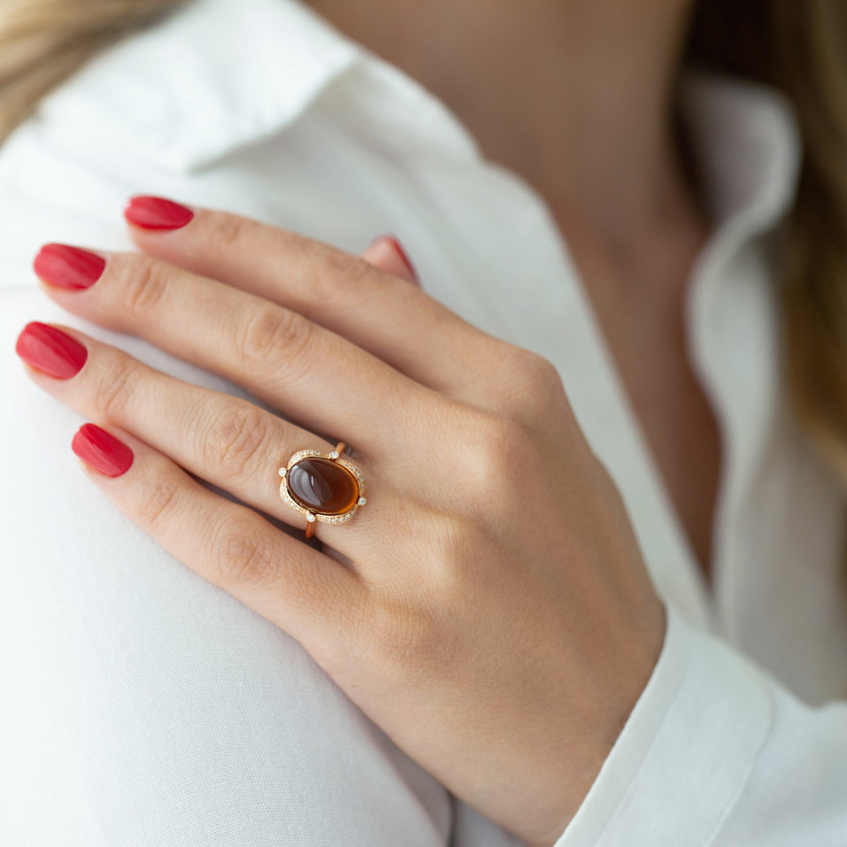 Prsten s diamanty a měsíčním kamenem Herbal love