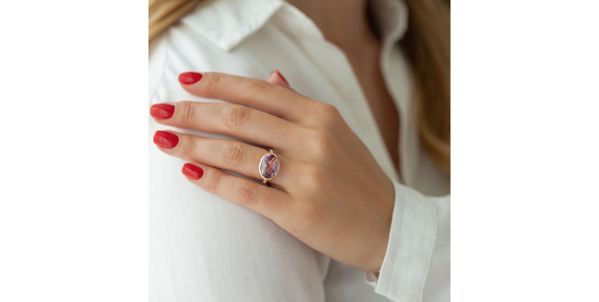 Prsten s ametystem a diamanty Hereafter