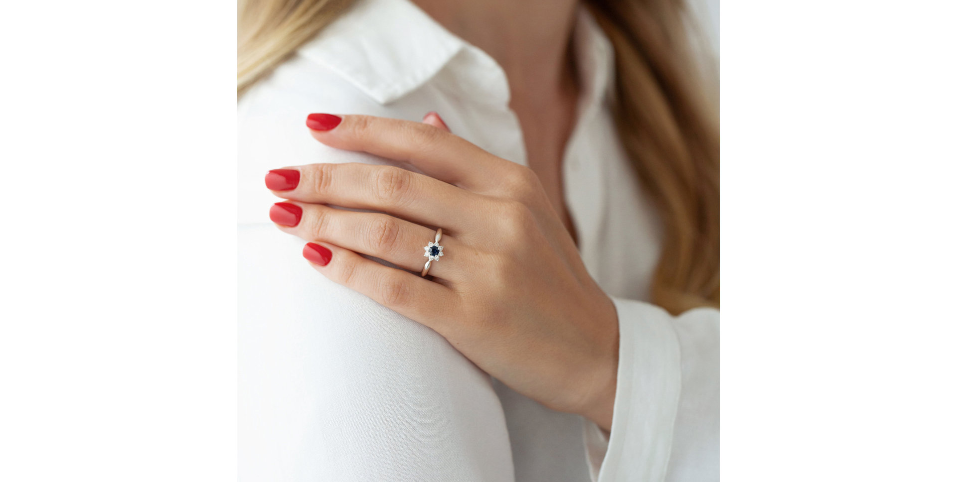 Prsten s safírem a diamanty Frozen Star