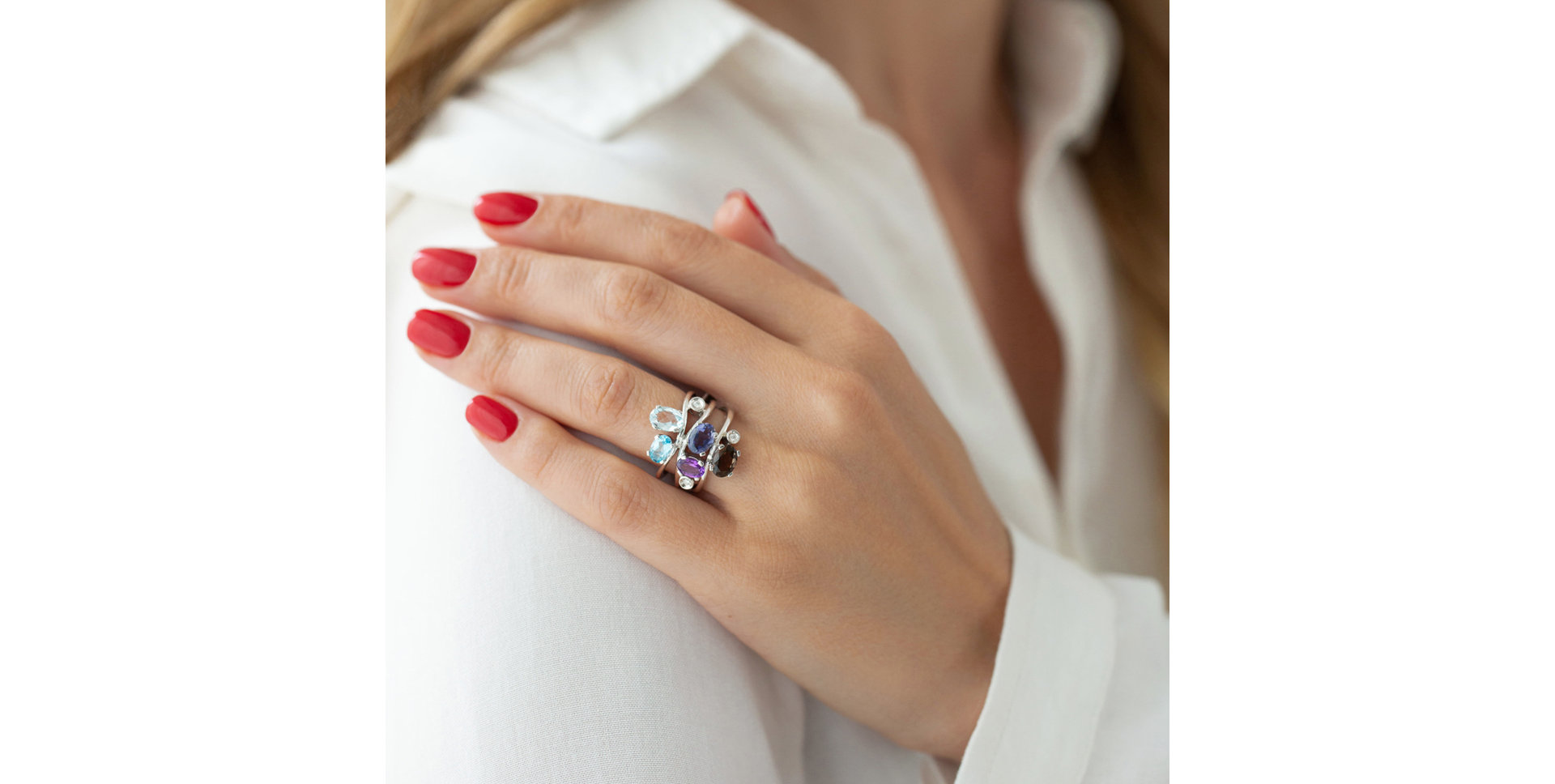 Prsten s diamanty a drahokamy Elrelith