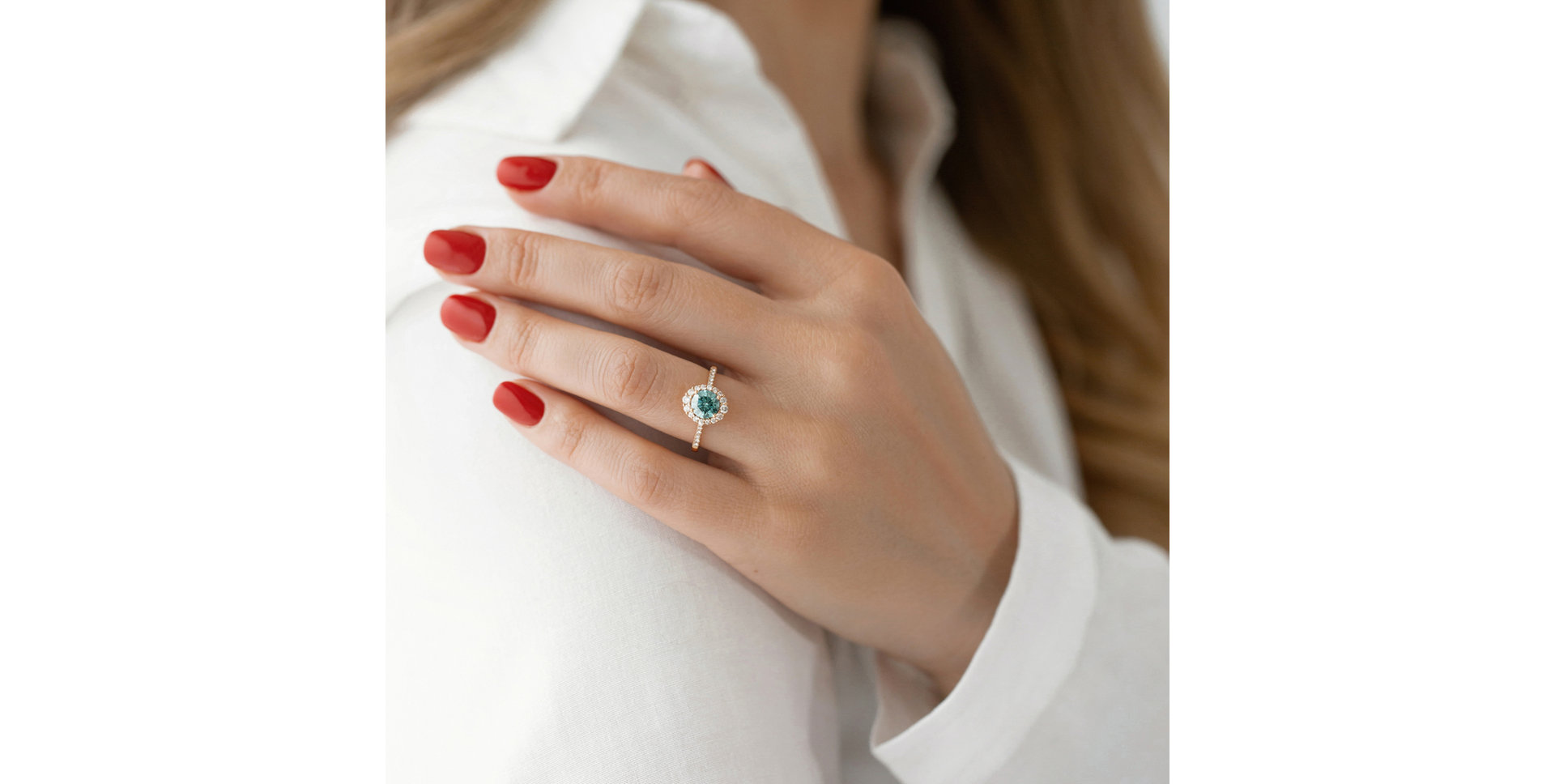 Prsten s modrým diamantem a bílými diamanty Glare