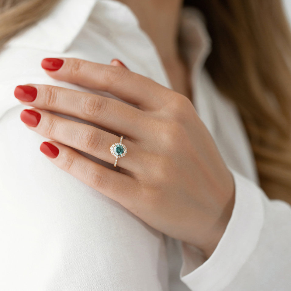 Prsten s modrým diamantem a bílými diamanty Glare