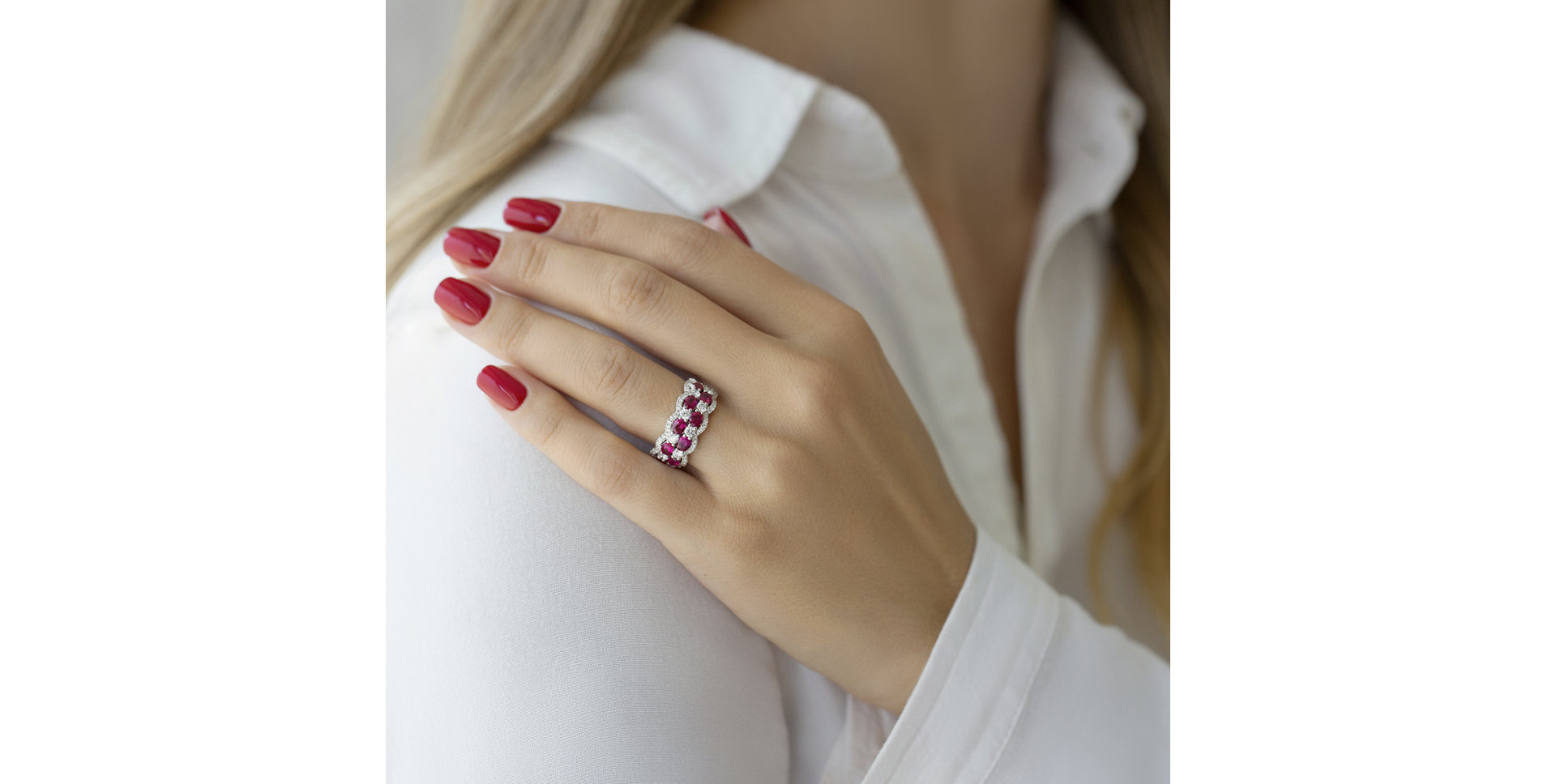 Prsten s diamanty a rubíny Gavin