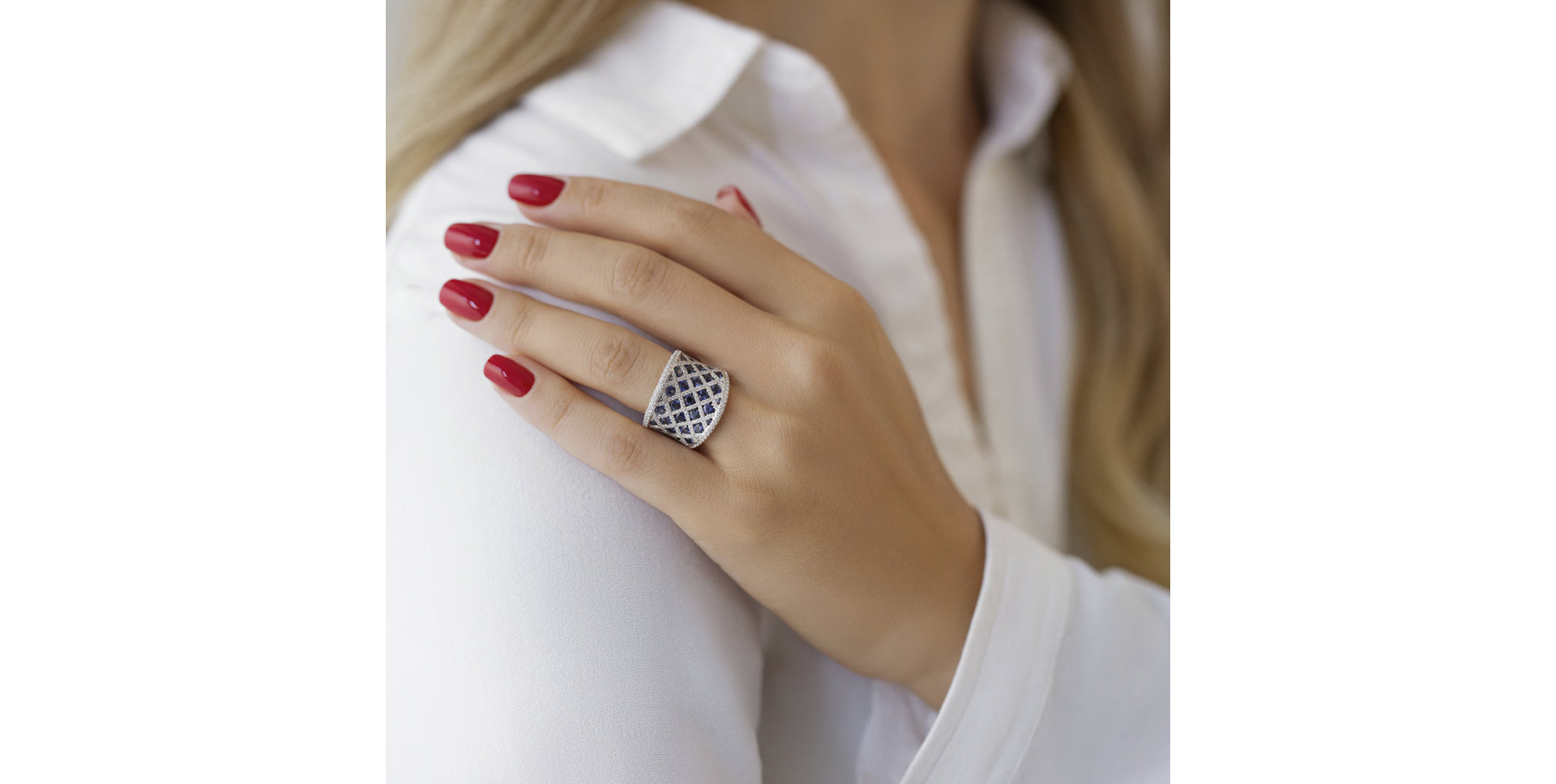 Prsten s diamanty a safíry Denise