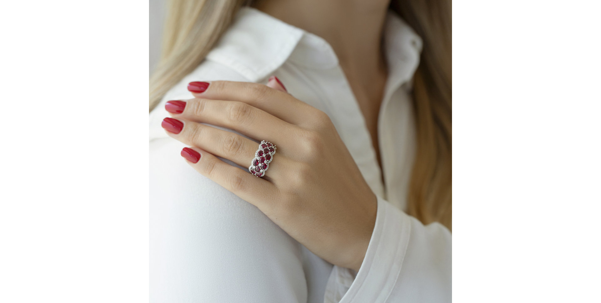 Prsten s diamanty a rubíny Kayla