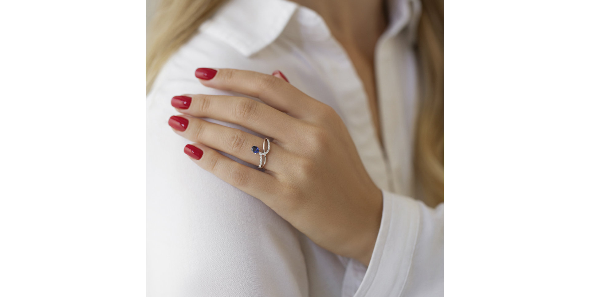 Prsten s safírem a diamanty Emiliano