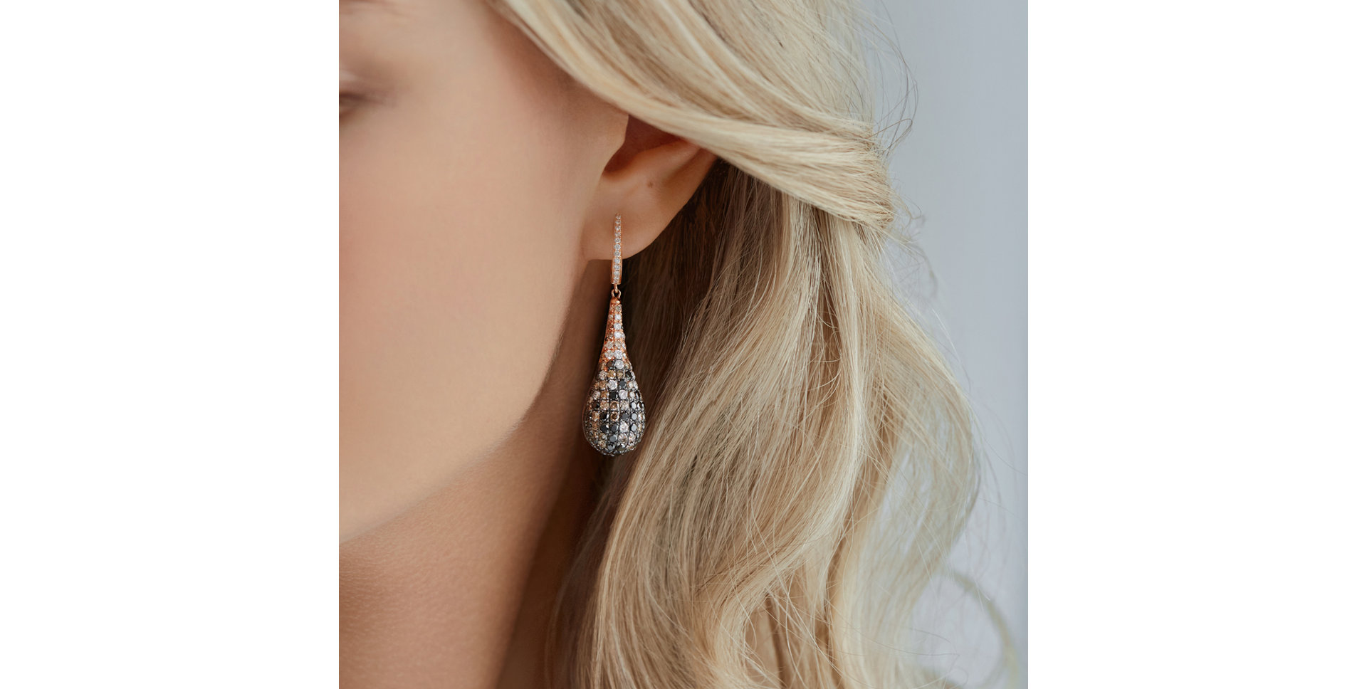 Náušnice s černými diamanty Inferno Tears