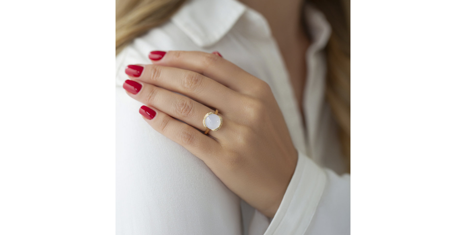 Prsten s chalcedonem a diamanty Rainbow Princess