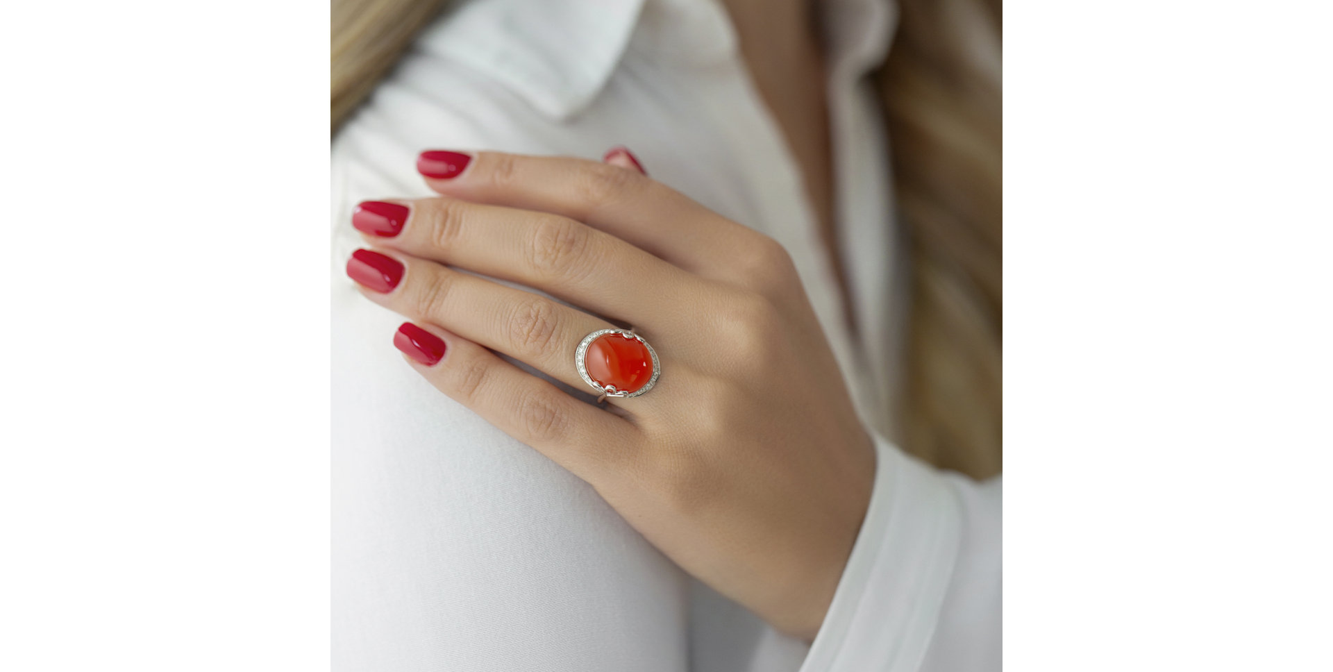 Prsten s karneolem a diamanty Glorious Gem