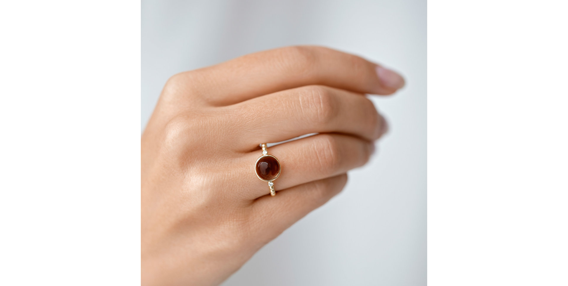 Prsten s diamanty a smoky quartzem Bubbles Bonbon