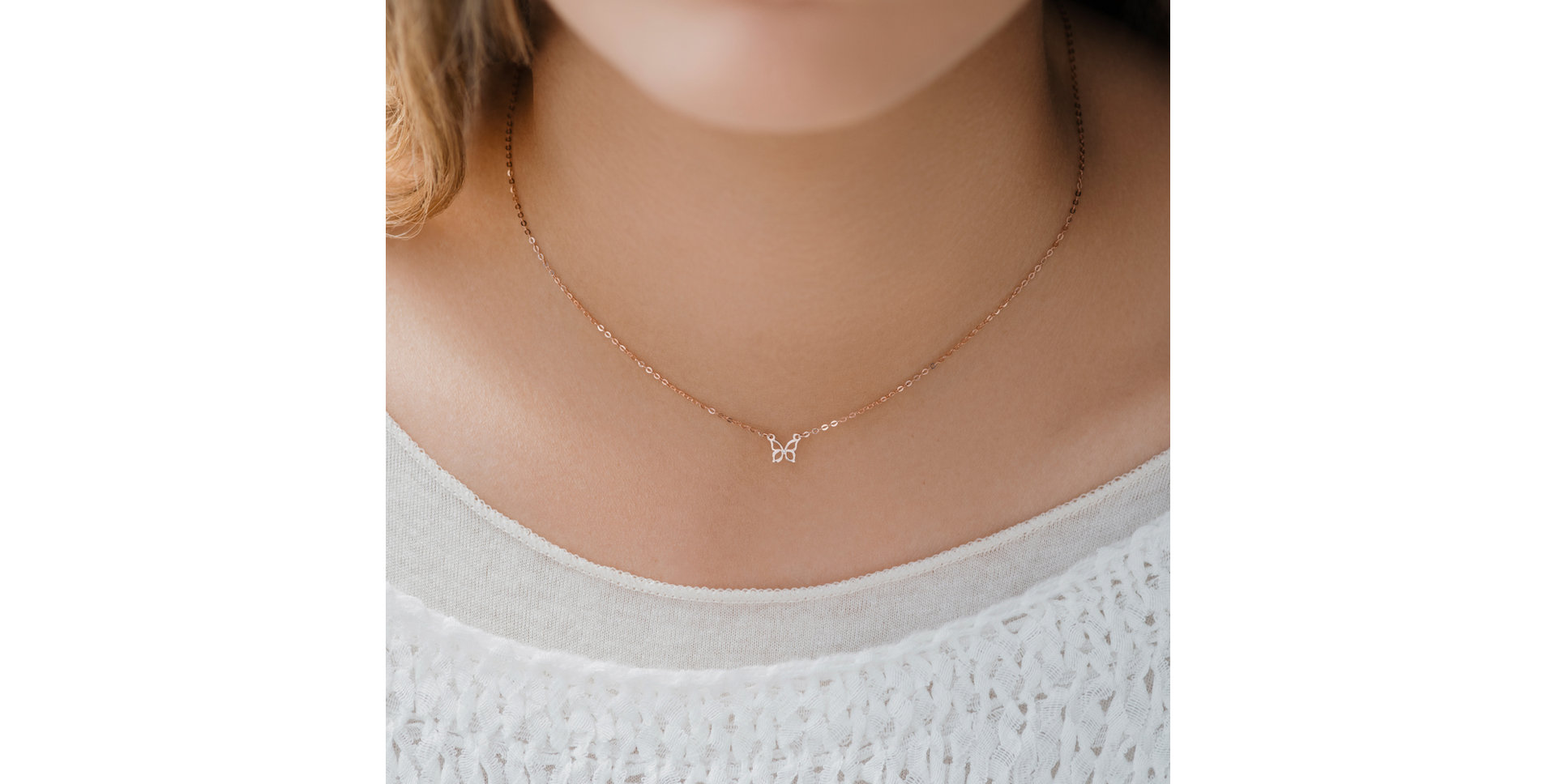 Náhrdelník s diamantem Butterfly