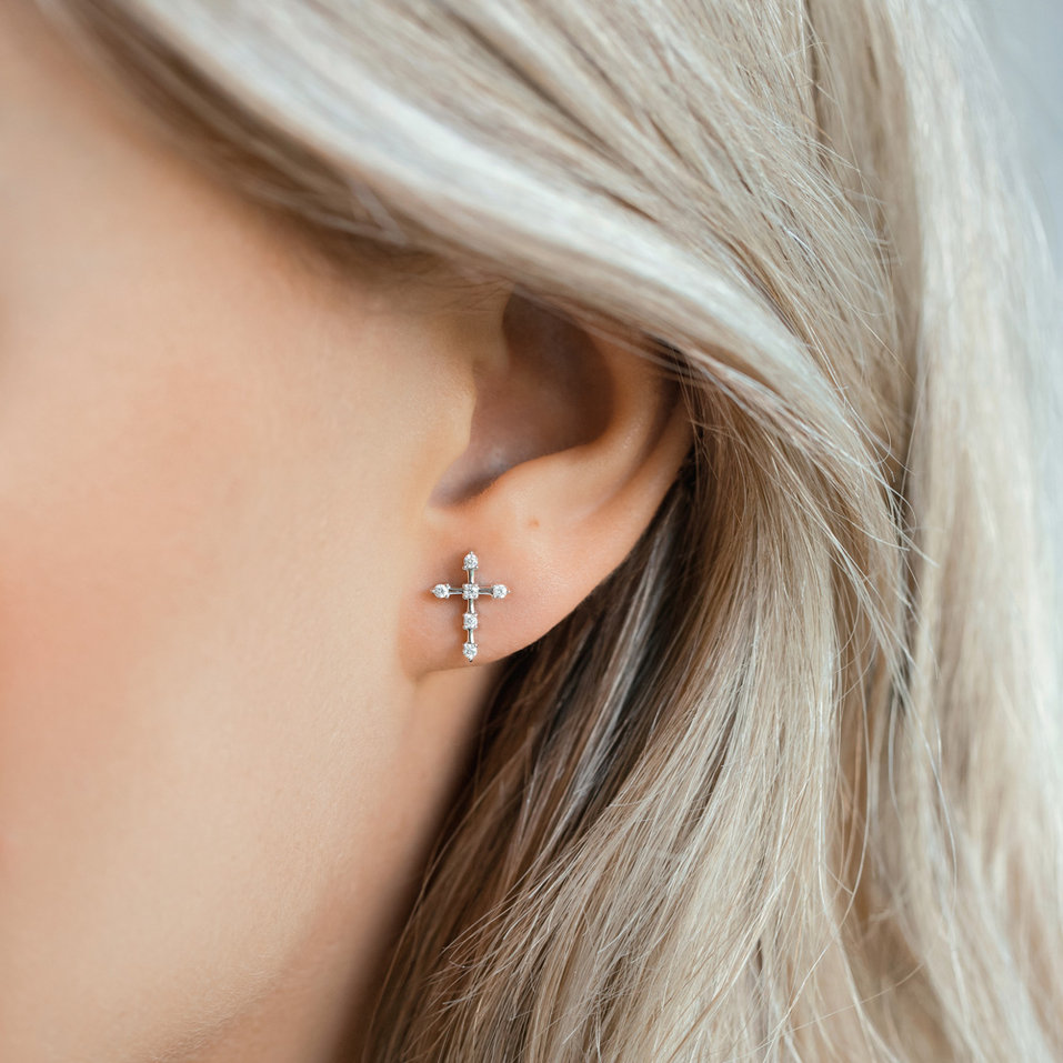 Náušnice s diamanty Sparkling Cross