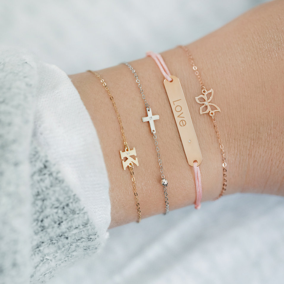 Náramek s diamantem Gold Butterfly