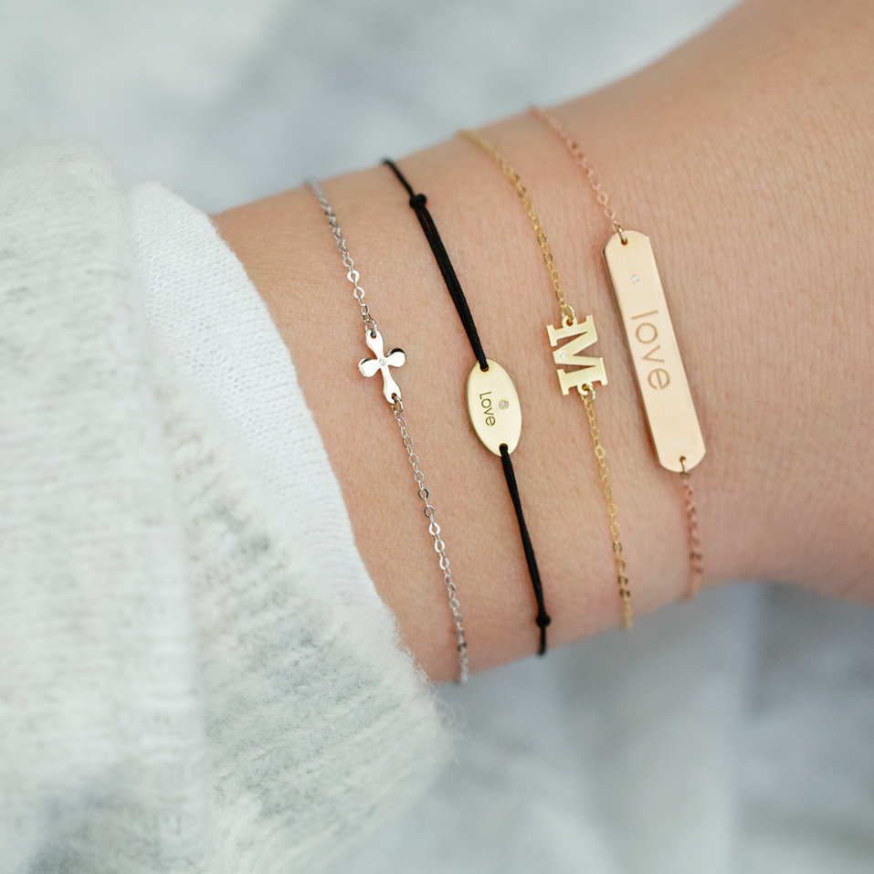 Diamantový náramek se šňůrkou Gold Stamp