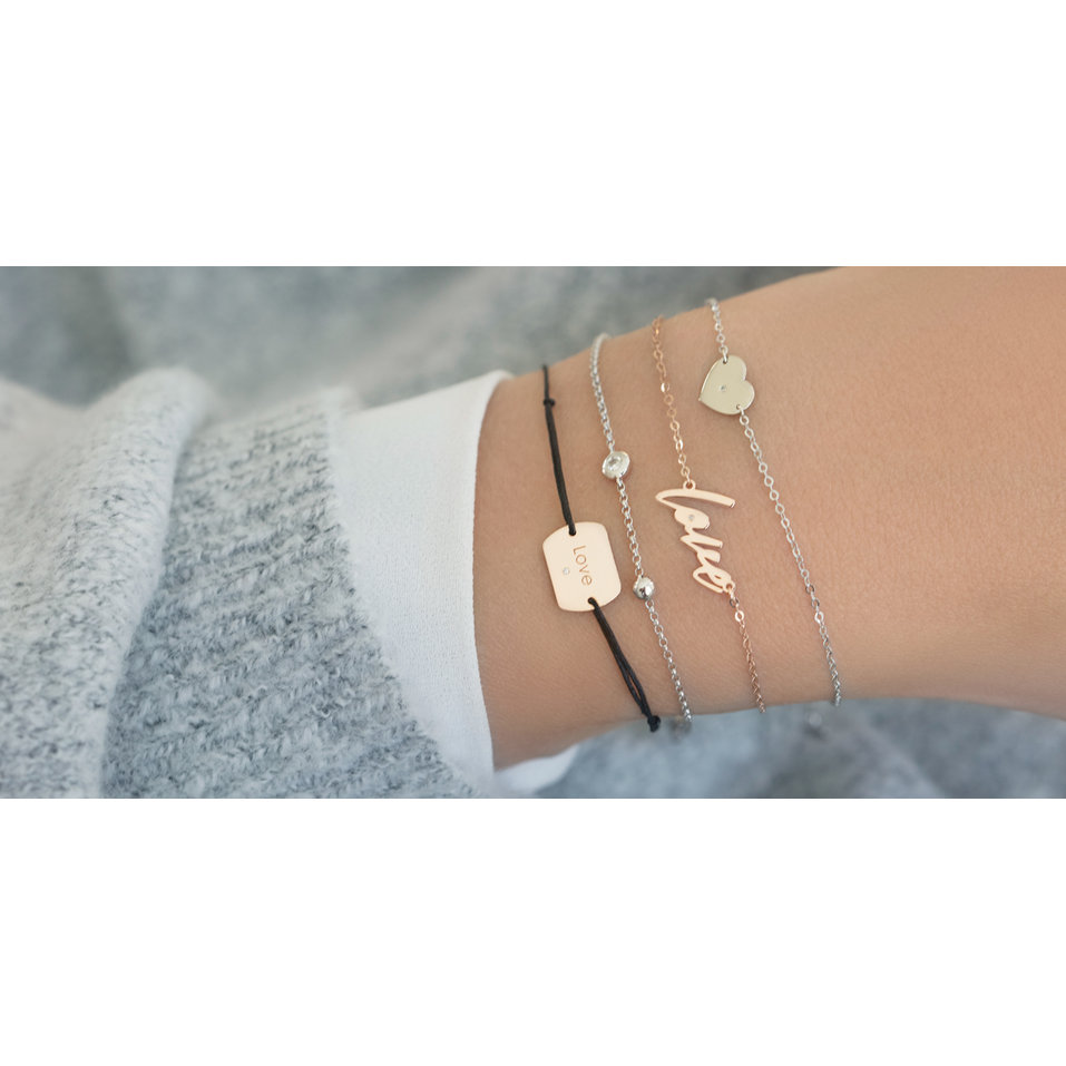 Diamantový náramek se šňůrkou Love Stamp