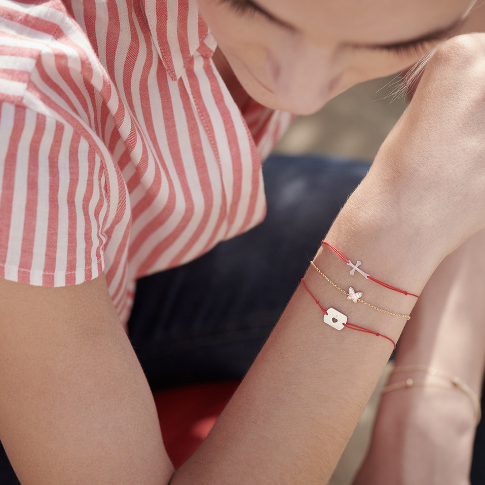 Diamantový náramek se šňůrkou Heart Stamp