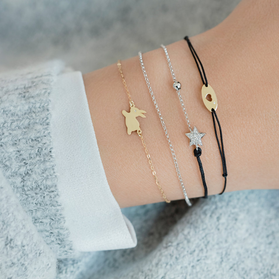 Diamantový náramek se šňůrkou Gold Heart