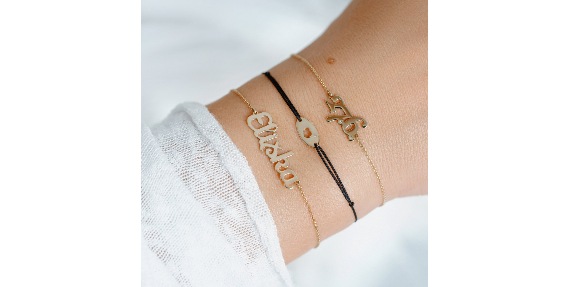 Diamantový náramek se šňůrkou Gold Heart