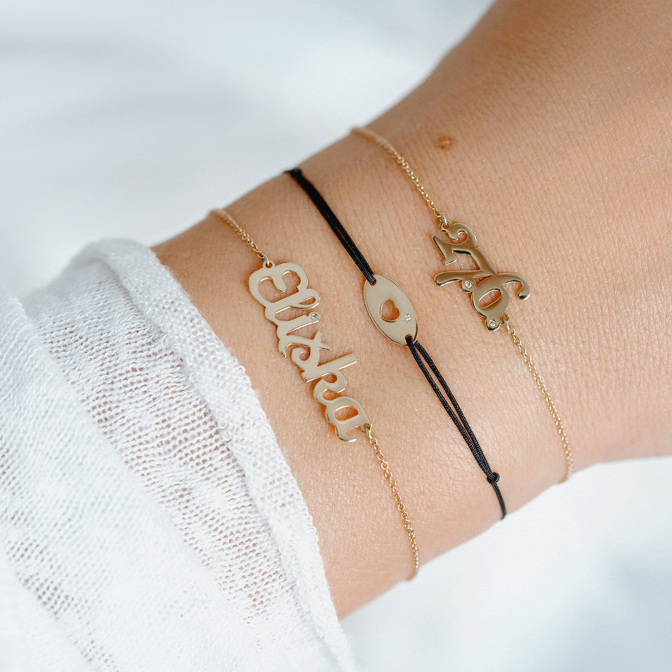 Diamantový náramek se šňůrkou Gold Heart